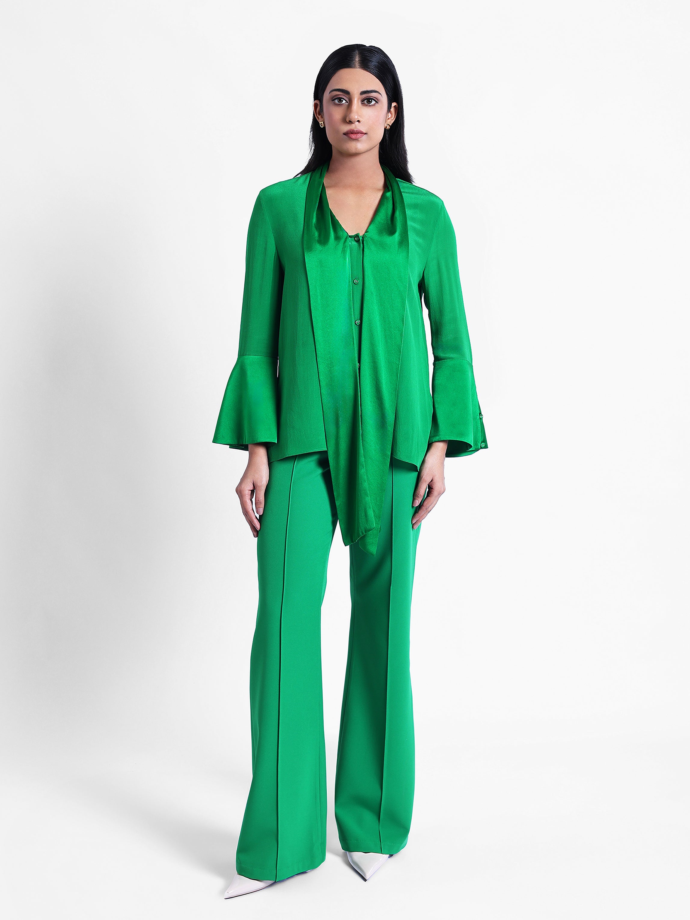 Rey Silk Front Tie Blouse