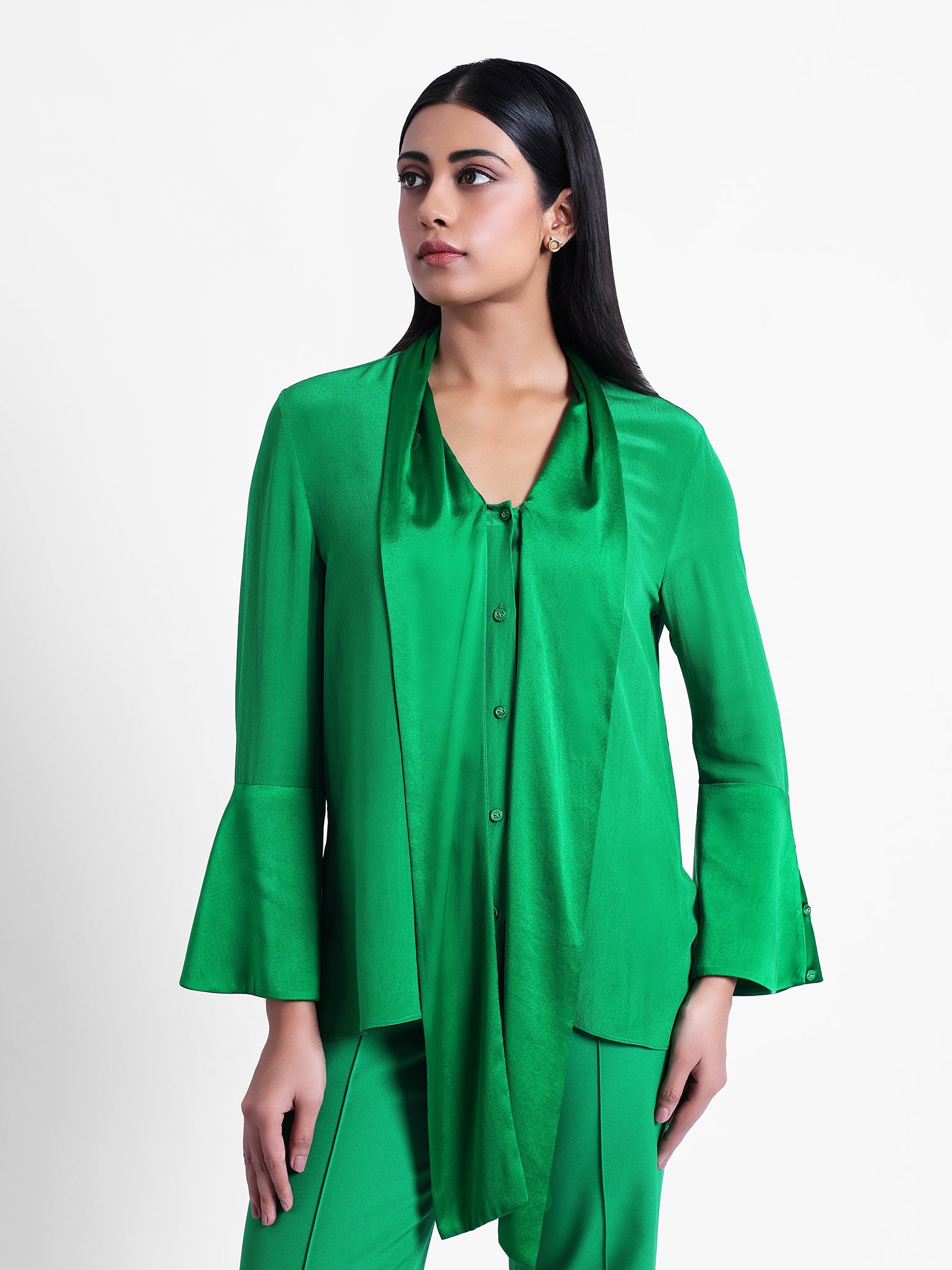 Rey Silk Front Tie Blouse