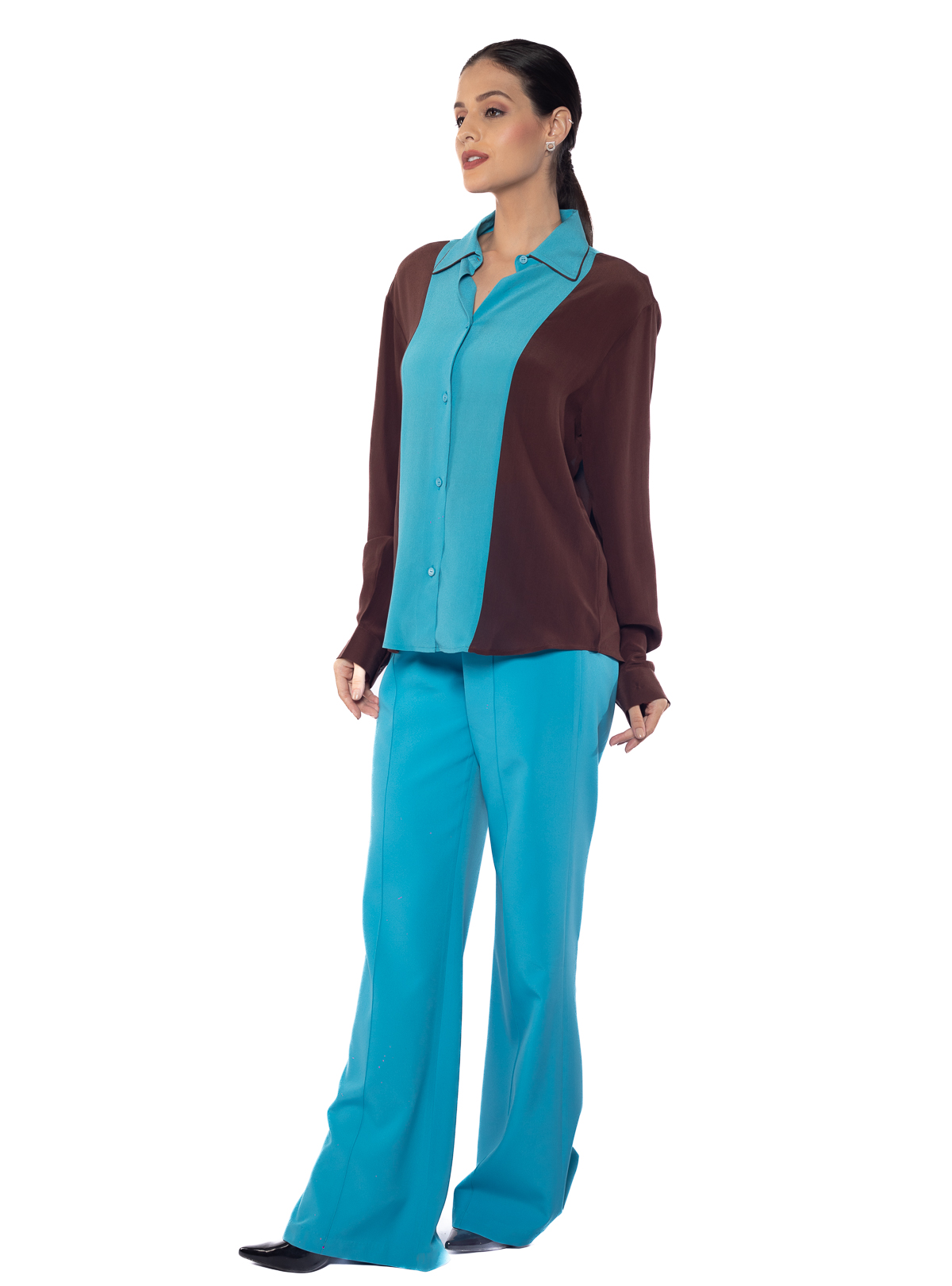 Candy Colorblock Silk Shirt