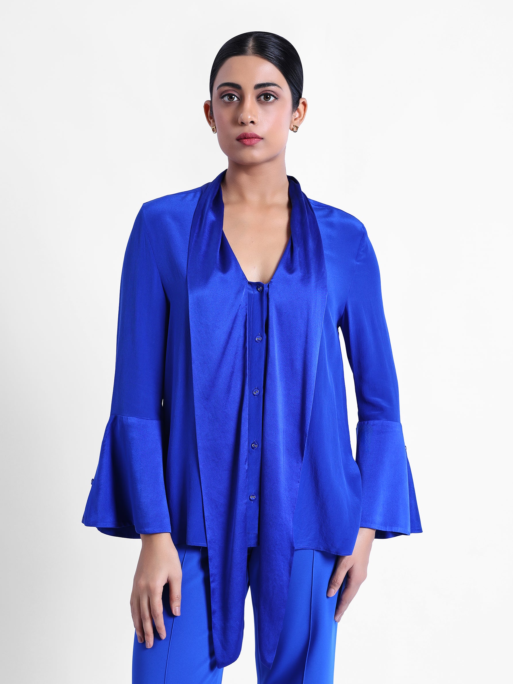 Rey Silk Front Tie Blouse
